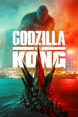 Godzilla vs. Kong - Godzilla in water with spikes out as Godzilla glares from the city